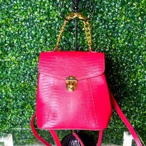 Divina Firenze Trilli Green Italian Leather Convertible Backpack Crossbody Bag